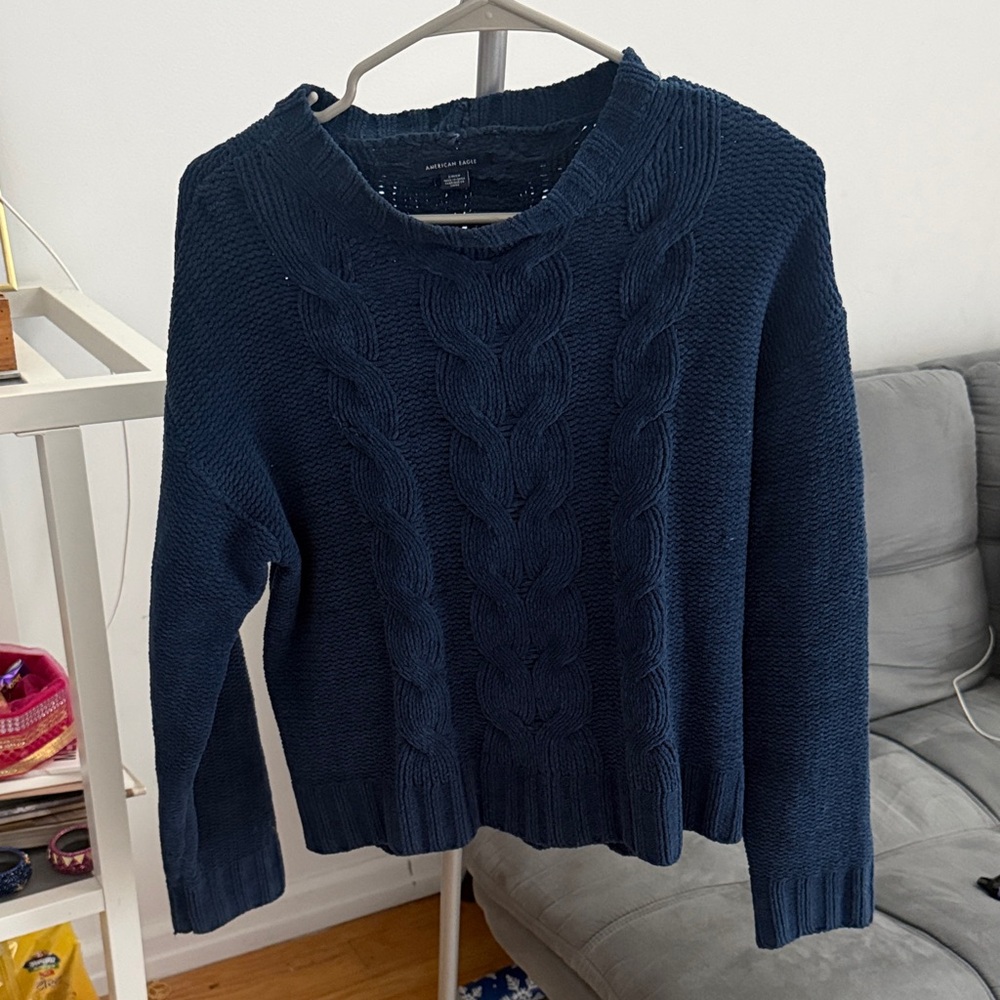 Navy Cable Knit Sweater from American Eagle - Size S